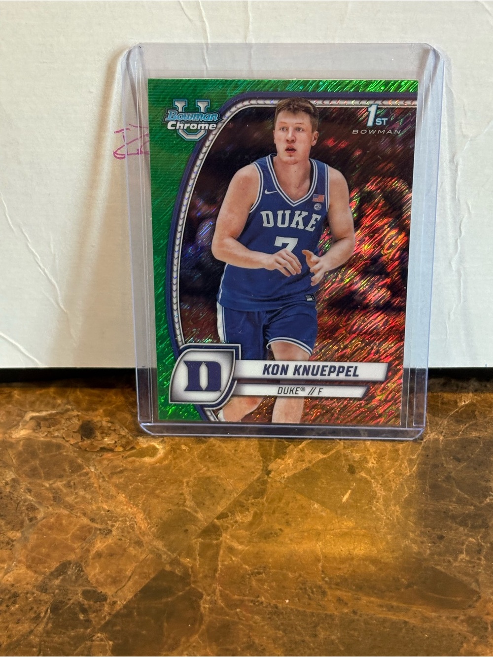 Topps Duke Kon Kneuppel Blue Basketball Rookie Card - Green Holo